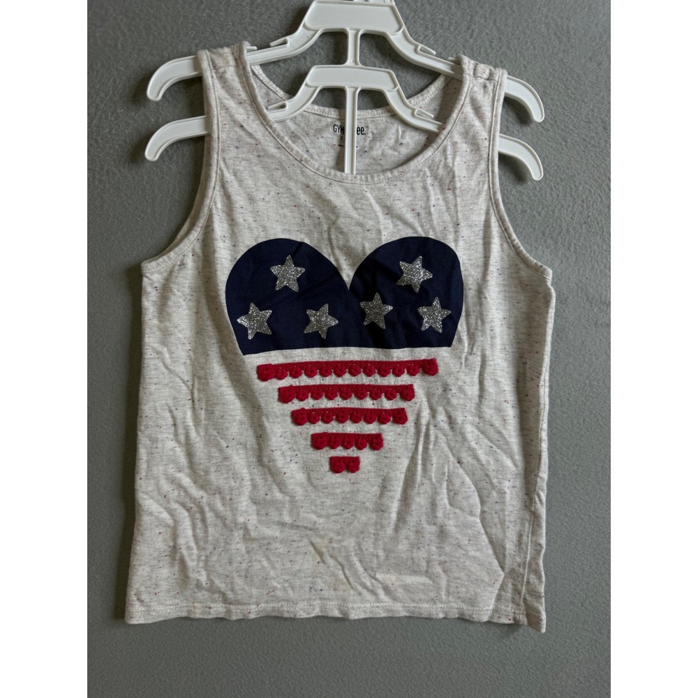 Gymboree Girls Tank Top Size S (5-6) Patriotic Heart Stars Sleeveless‎ Shirt